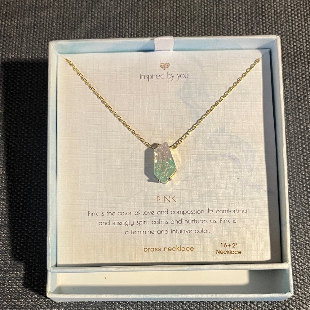 Gold Necklace with Green Pendant